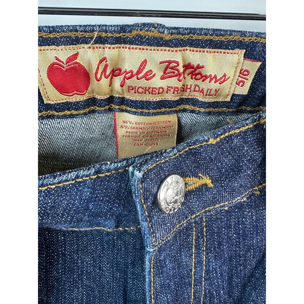 NWT Apple Bottoms Jeans Size 5/6 Low 27" Waist Dark Wash Y2K Apple Pocket Denim - Picture 5 of 13